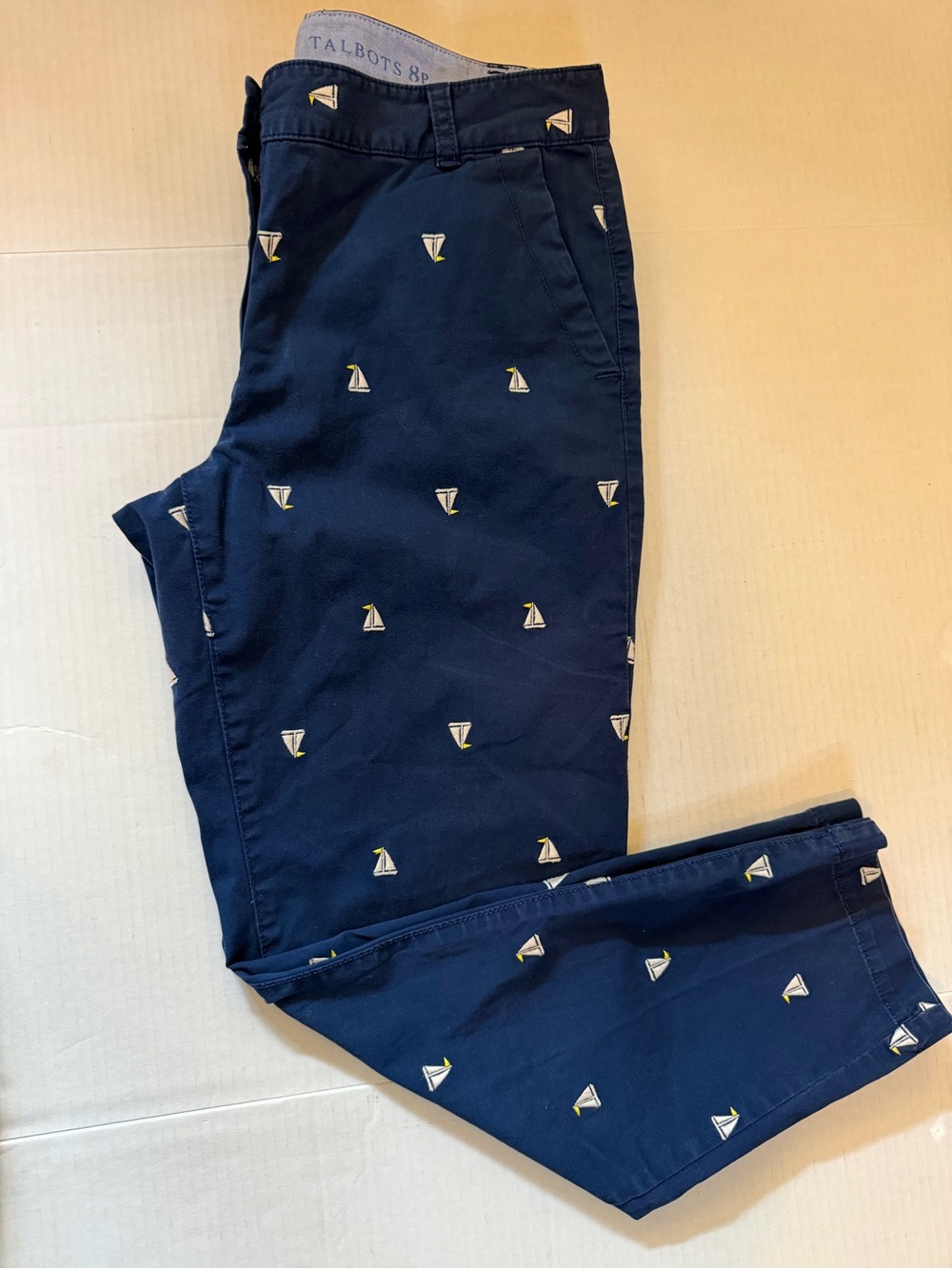 Talbots Women’s Navy Embroidered All Over Sailboat Chinos 8P